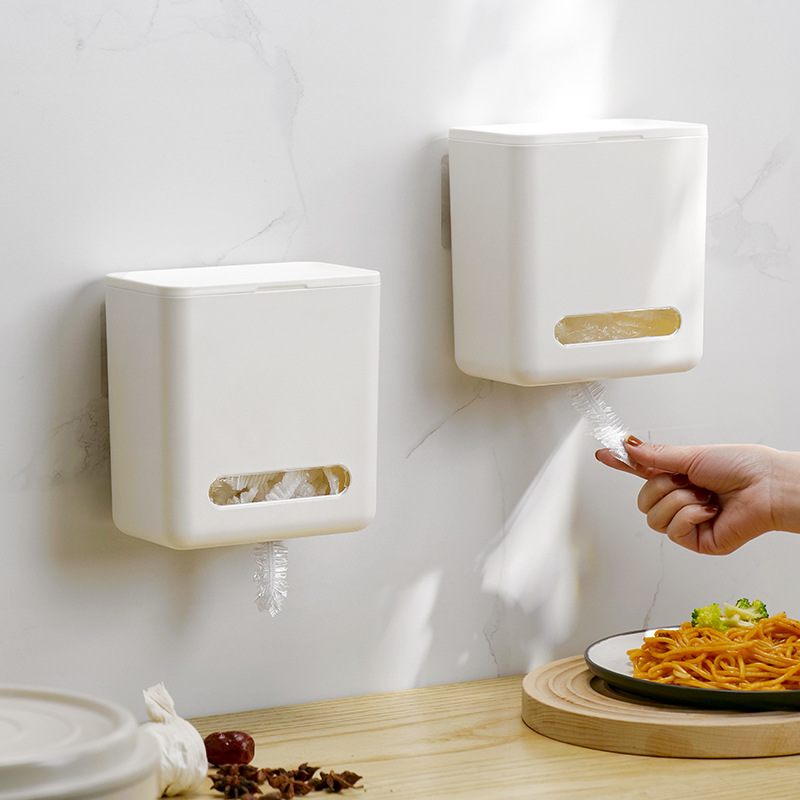 Japanese-style windproof film storage box for home use, no hole wall-mounted pull-out multi-functional shoe cover and shower cap for foreign trade