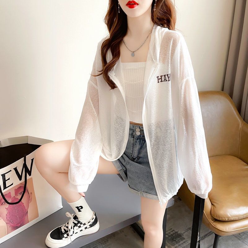 Ice Silk Sun Protection Clothing Women's Anti-ultraviolet Summer Cardigan Thin Outer Wear Loose Breathable Cycling Sun Protection Clothing Trendy Coat
