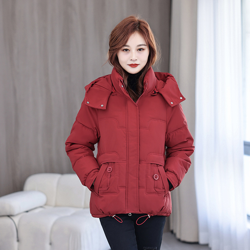 2025 nueva ropa de algodón corta coreana sombrero extraíble, chaqueta de algodón caliente de moda extranjera gruesa image 7