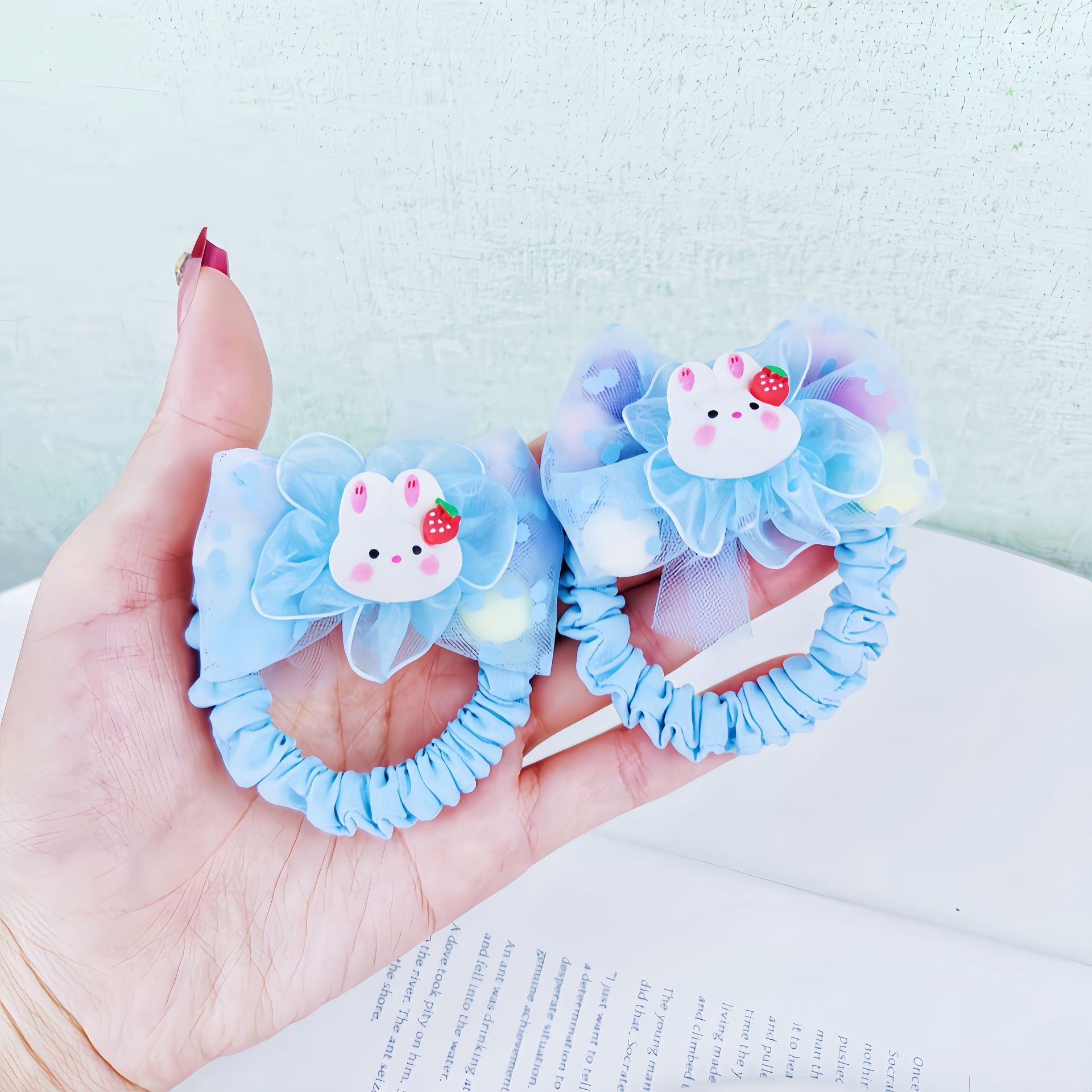 Flores de dibujos animados para niños anillo de cabello de la pequeña niña con cola de caballo elástico tocado dulce lindos cabello de la princesa joyería para el cabello