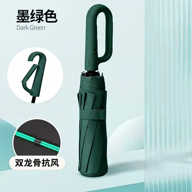 Paraguas plegable automático de gran tamaño con hebilla de anillo, paraguas de alta gama para hombre, lluvia o sol, paraguas para mochila para mujer