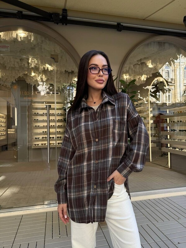 2025欧美跨境亚马逊格子衬衫女长袖磨毛打底衫休闲学院风大码外套|undefined