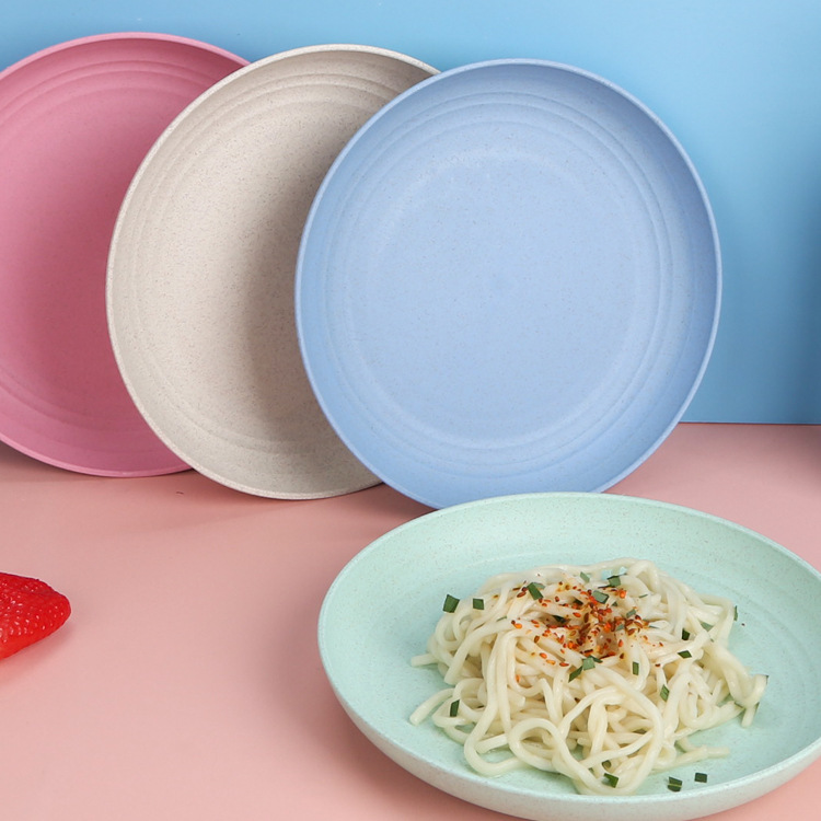 cubiertos de paja de trigo para el hogar de 20cm platos de frutas platos de hueso platos de comedor de estudiantes a prueba de caídas platos set resistente a la caída