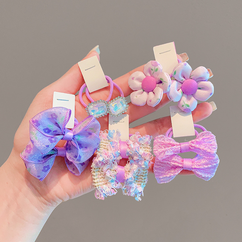 Anillo para el cabello de estilo pastoral para niños Flor para el cabello para niñas Cuerda para el cabello con lazo Trenza para el par Accesorios para el cabello para niñas Goma de verano