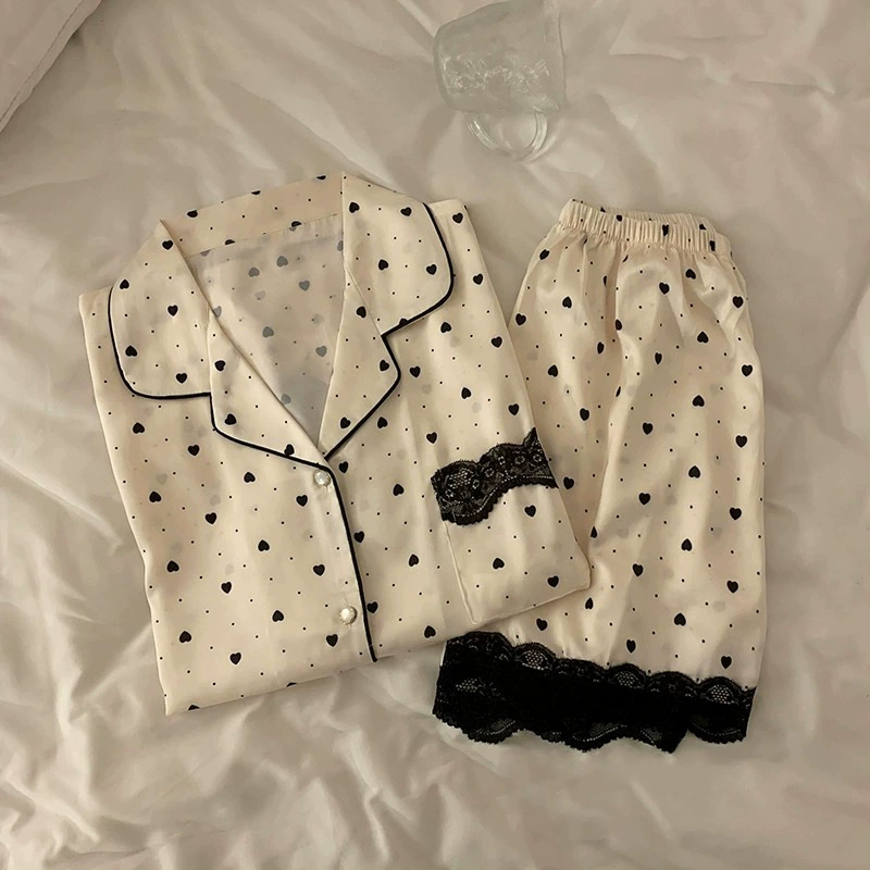 Silk Summer Pajama Set, Thin Cardigan & Shorts, Lightweight Sleepwear, Multiple Colors