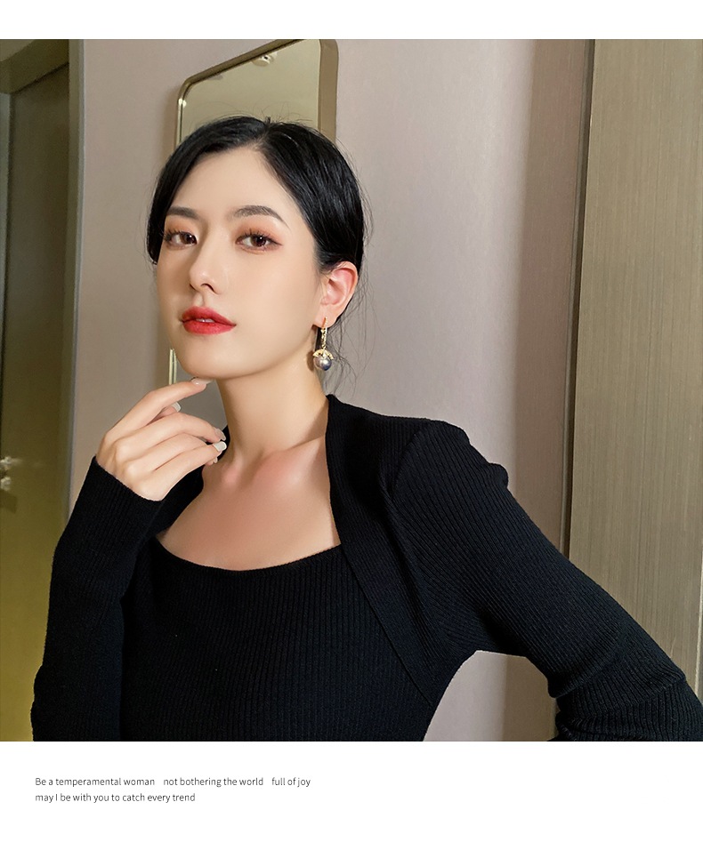 Retro Ball Copper Inlay Artificial Pearls Zircon Drop Earrings 1 Pair