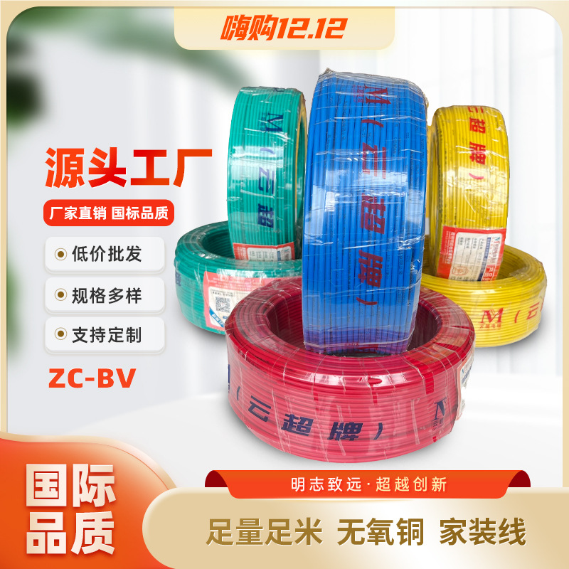国标铜芯家装电线 ZC-BV-10平方 单股硬线厂家批发