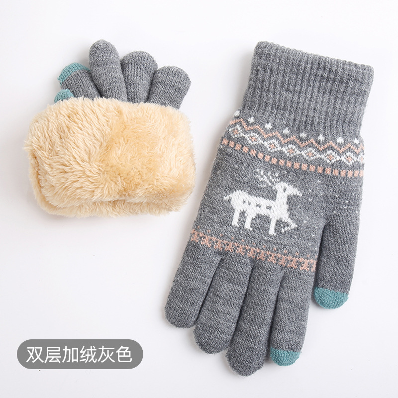 新作ニット毛糸雪の結晶タッチスクリーン手袋 男女兼用 秋冬保温卸売 クリスマスマジックグローブ 大人用|undefined