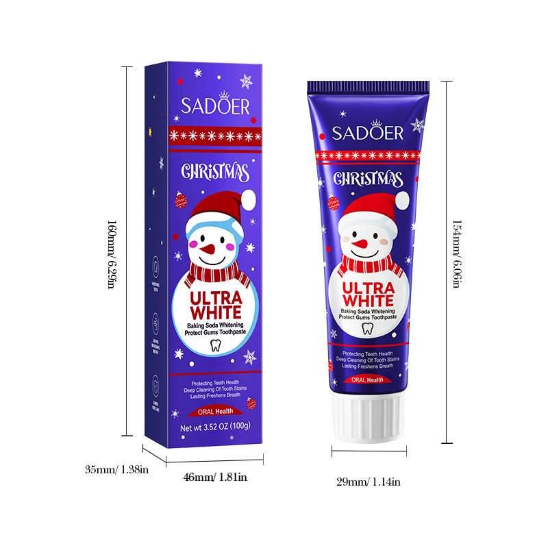 Inglés completo SADOER Navidad bicarbonato de sodio blanqueador, pasta de dientes, dientes limpios y frescos, comercio exterior transfronterizo image 5