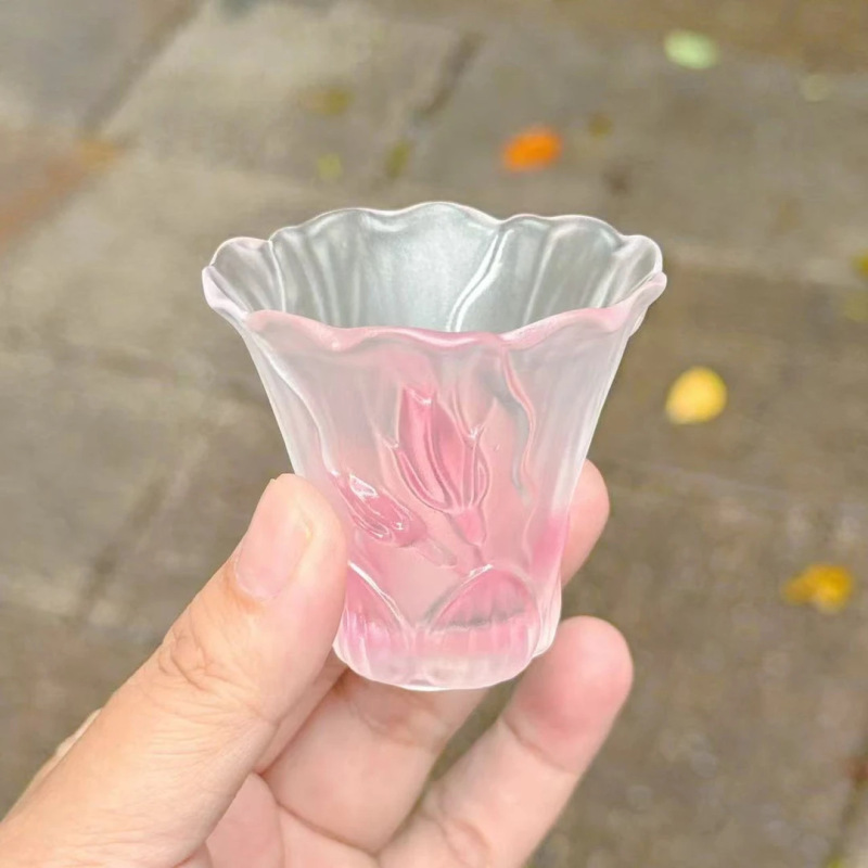 东魅十二花神芙蓉杯杯垫杯托组合品茗功夫杯琉璃工艺品摆件礼品|undefined