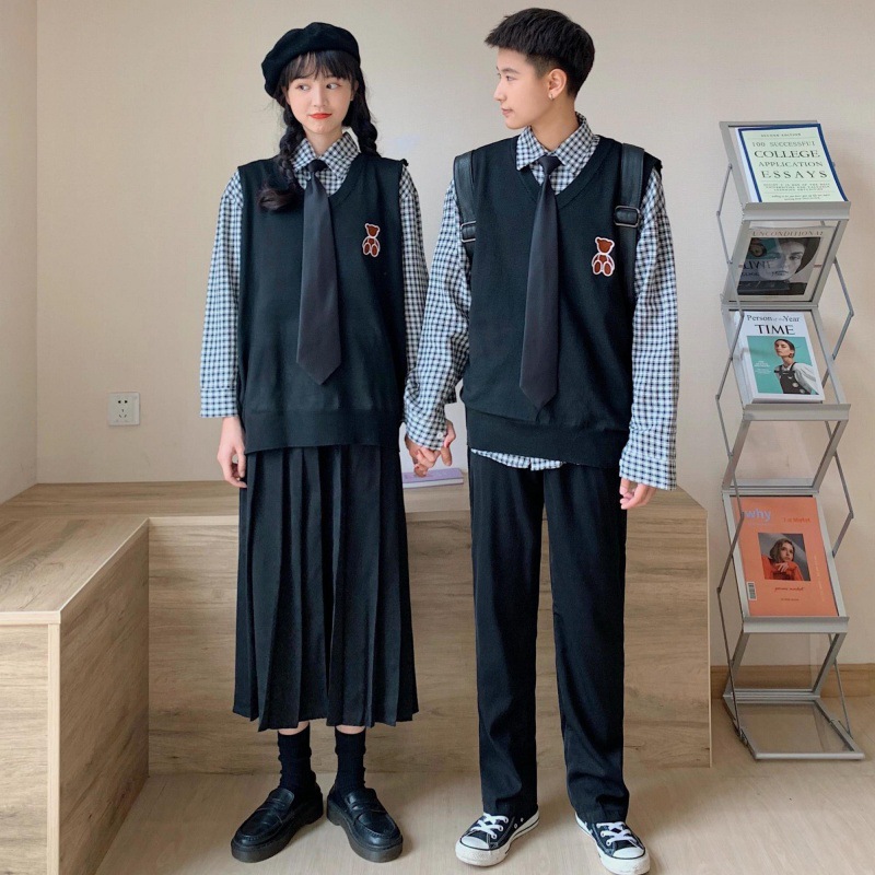 韩版班服秋季套装初中学生制服裙高中生运动会 ins校服学院风毛衣