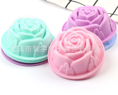 厂家现货跨境8CM硅胶马芬杯圆形玫瑰花蛋糕模DIY手工皂模具蛋挞