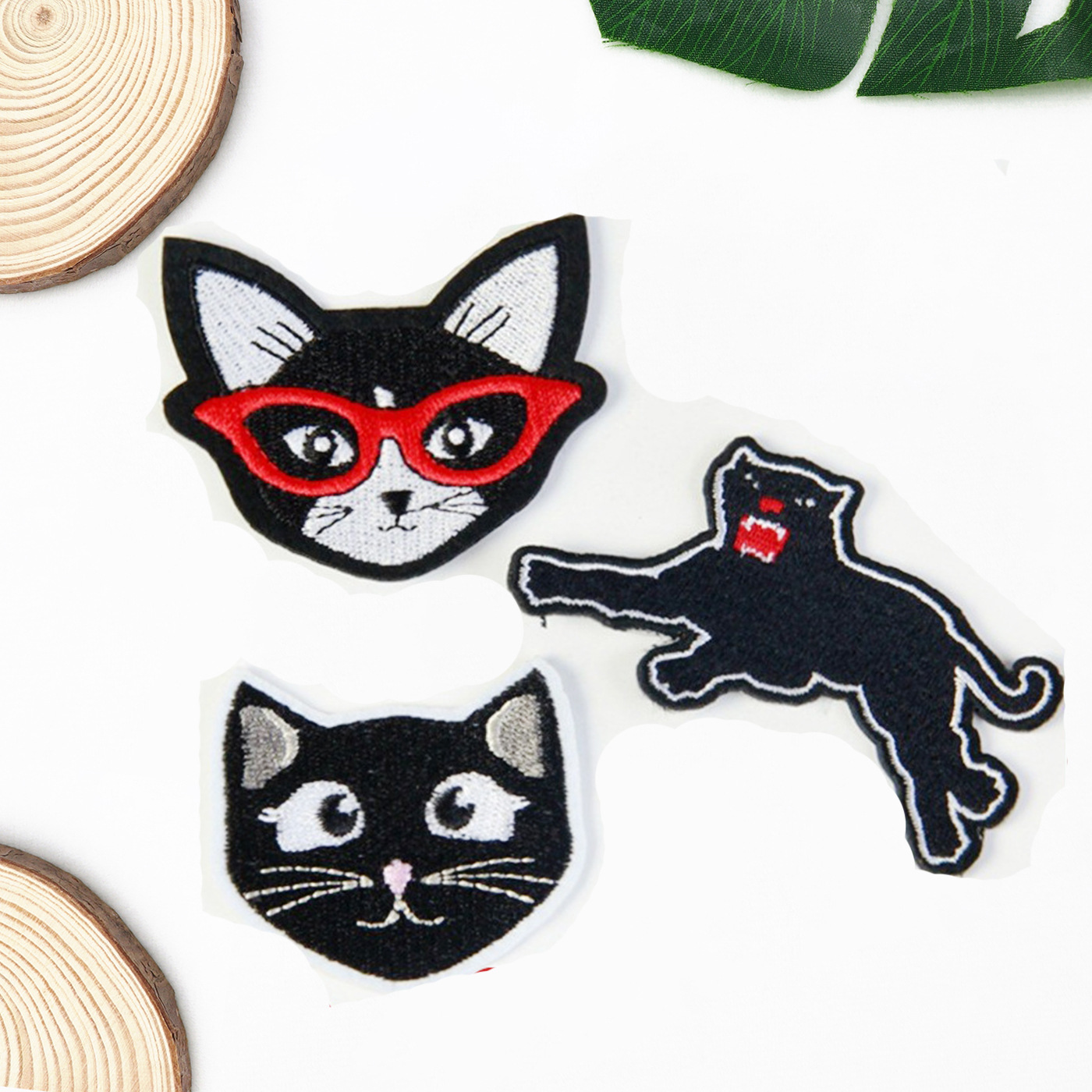 黑色猫咪卡通布贴衣服鞋子刺绣贴布贴补丁布贴修补破洞装饰贴