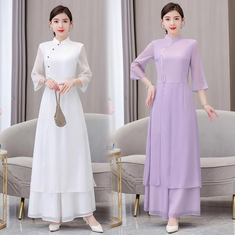 9074 Modified Hanfu Women's Guofeng Suit New Chinese-style Coat Top Zen Clothes Cheongsam Dress Tang Suit Tea Suit Summer