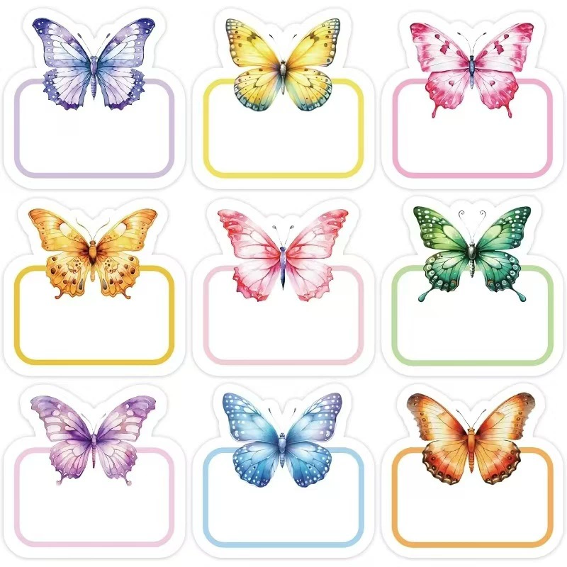 Трансграничная бабочка имя этикетки наклейка акварель пустой бумажный бренд самоклеящаяся этикетка наклейка для домашнего класса