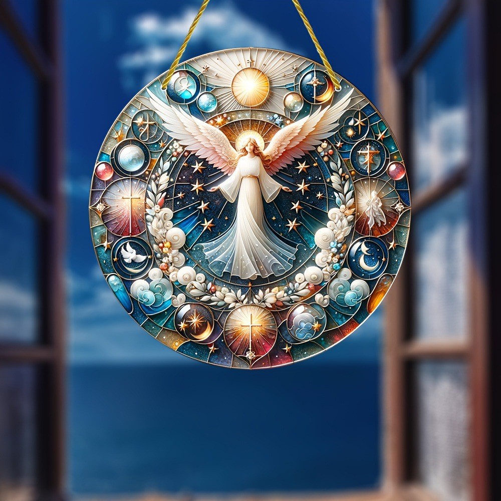 Decoración creativa transfronteriza acrílica disco plano colgar princesa de cuento de hadas belleza figura de captura de sol ventana decoración porche