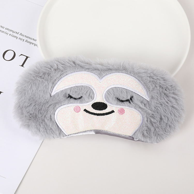 Fábrica al por mayor de felpa máscara de ojo de dibujos animados de santa claus alce sombreado máscara de ojo zorro animal bolsa de hielo transpirable