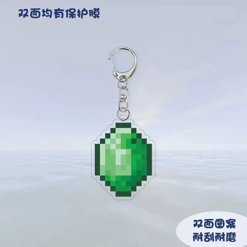Акриловый брелок (Minecraft) несмертельный тотем и зачарованное золотое яблоко, пиксельный дизайн