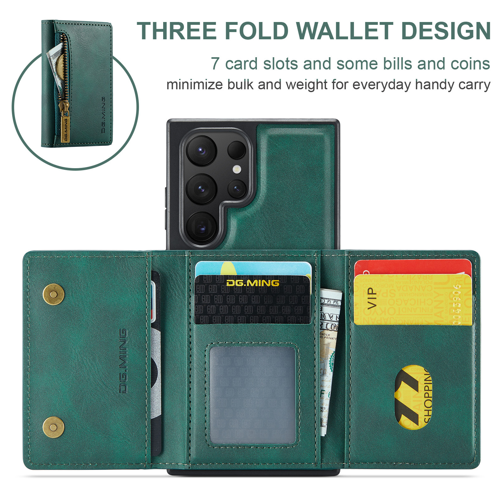 M5 for Samsung S24 Ultra magnetic split wallet protective case S24 Ultra side sticker phone case card holder_voghion.com