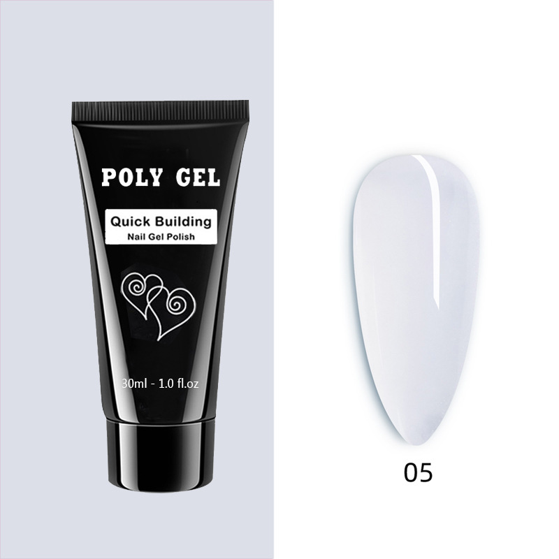 Promoción de la fábrica 30g nail art extensión cristal pegamento transparente blanco rosa gran cantidad en stock al por mayor