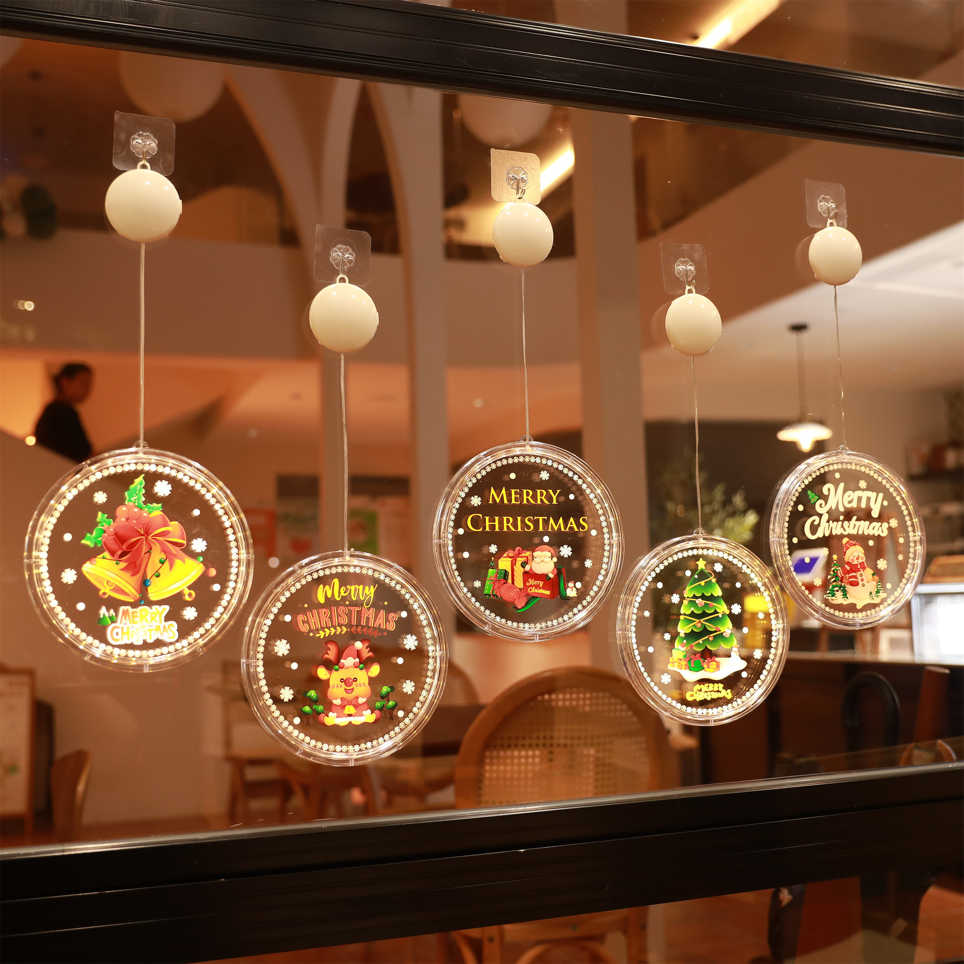 Navidad transfronteriza decoración luminosa LED ventana de regalo creativo nudo seguro pegatinas de ventana juguetes lista de regalo colgante