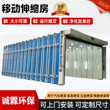 定制工业大型轨道式折叠喷砂烤漆房环保晾干房打磨房移动伸缩房
