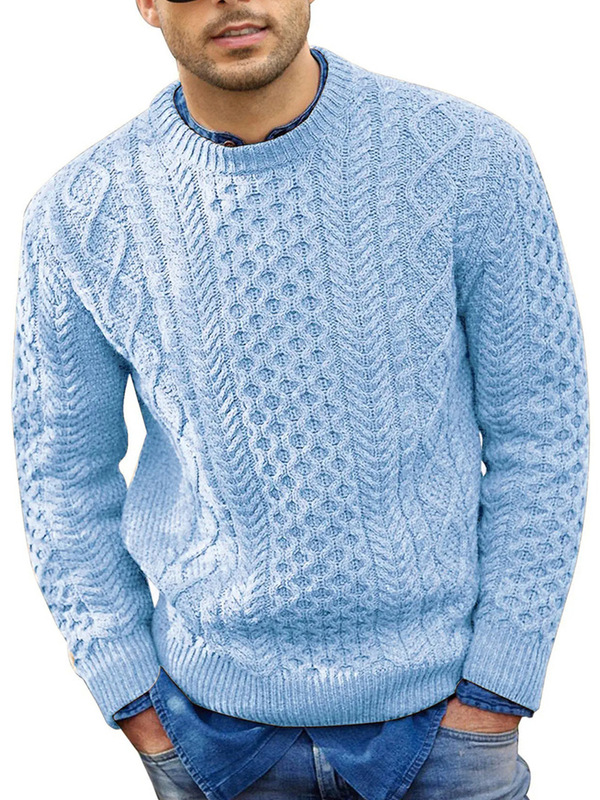 Cross-Border Men's Sweaters, Autumn and Winter Styles, Men's Knitwear, Long-Sleeved Solid Color Round Neck Pullover Knitwear, Amazon Men's Clothing