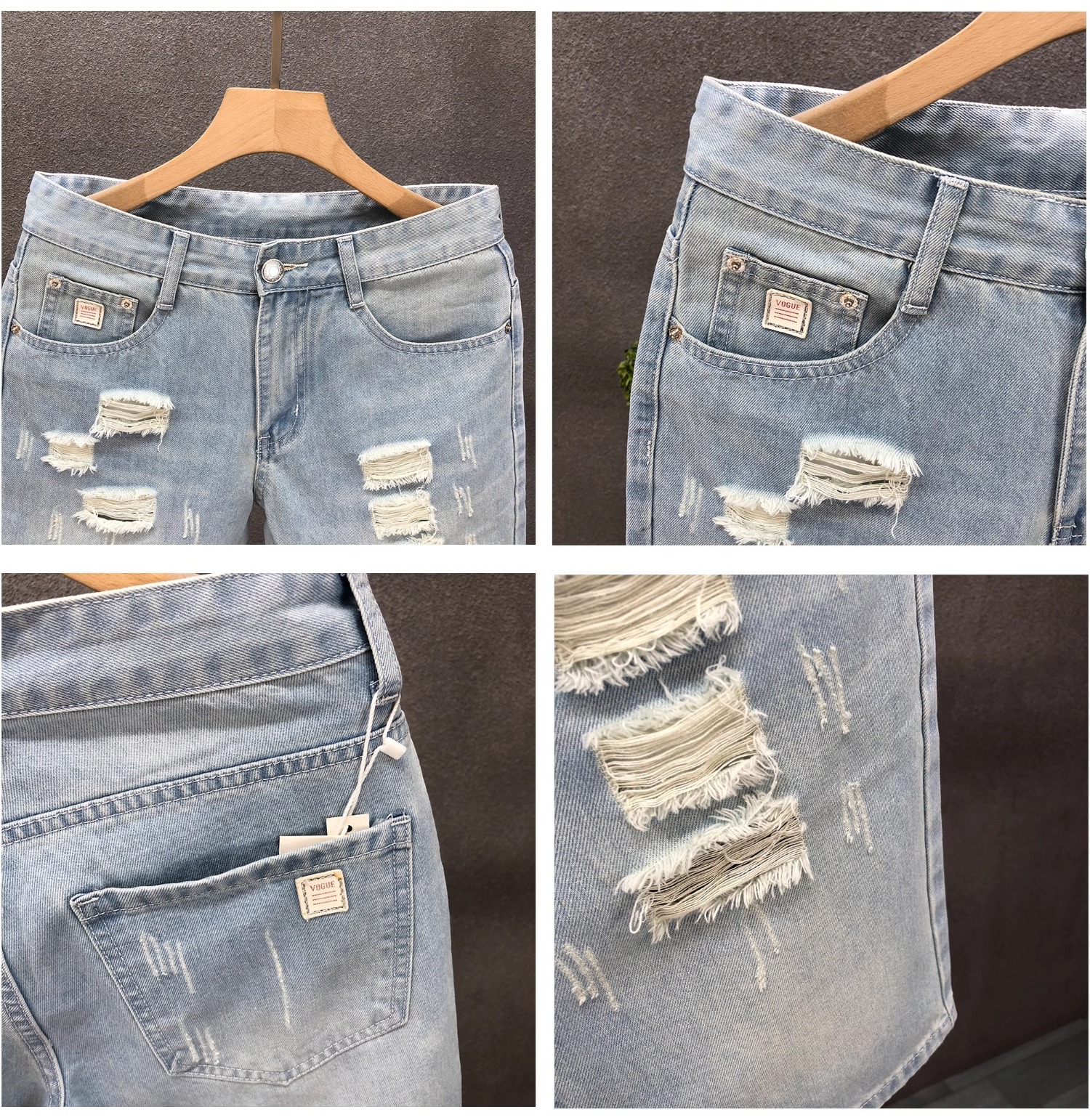 Men's Mid High Waist Denim Shorts Summer Thin Style Casual Loose Straight Leg Five Point Pants New_mkmklike.com