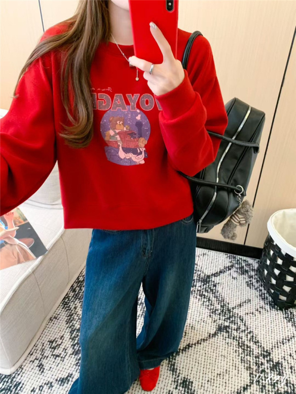 021慵懒风圆领卫衣女秋季新款薄款宽松韩版oversize女式上衣bf外|undefined