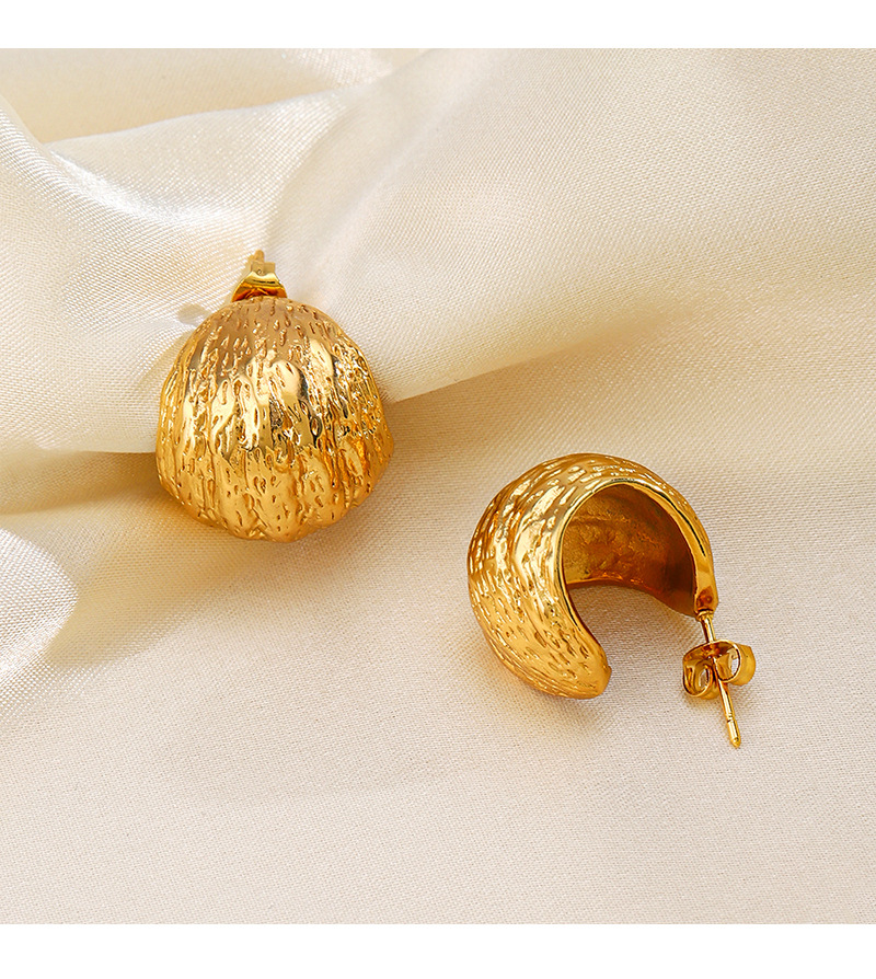 18K Gold Plated Plating Material Ear Studs Classification 1 Pair Quantity PVD Coated 18K Gold Plated Geometric 304 Stainless Steel Retro French Style Waterproof Non Tarnish Ear Studs