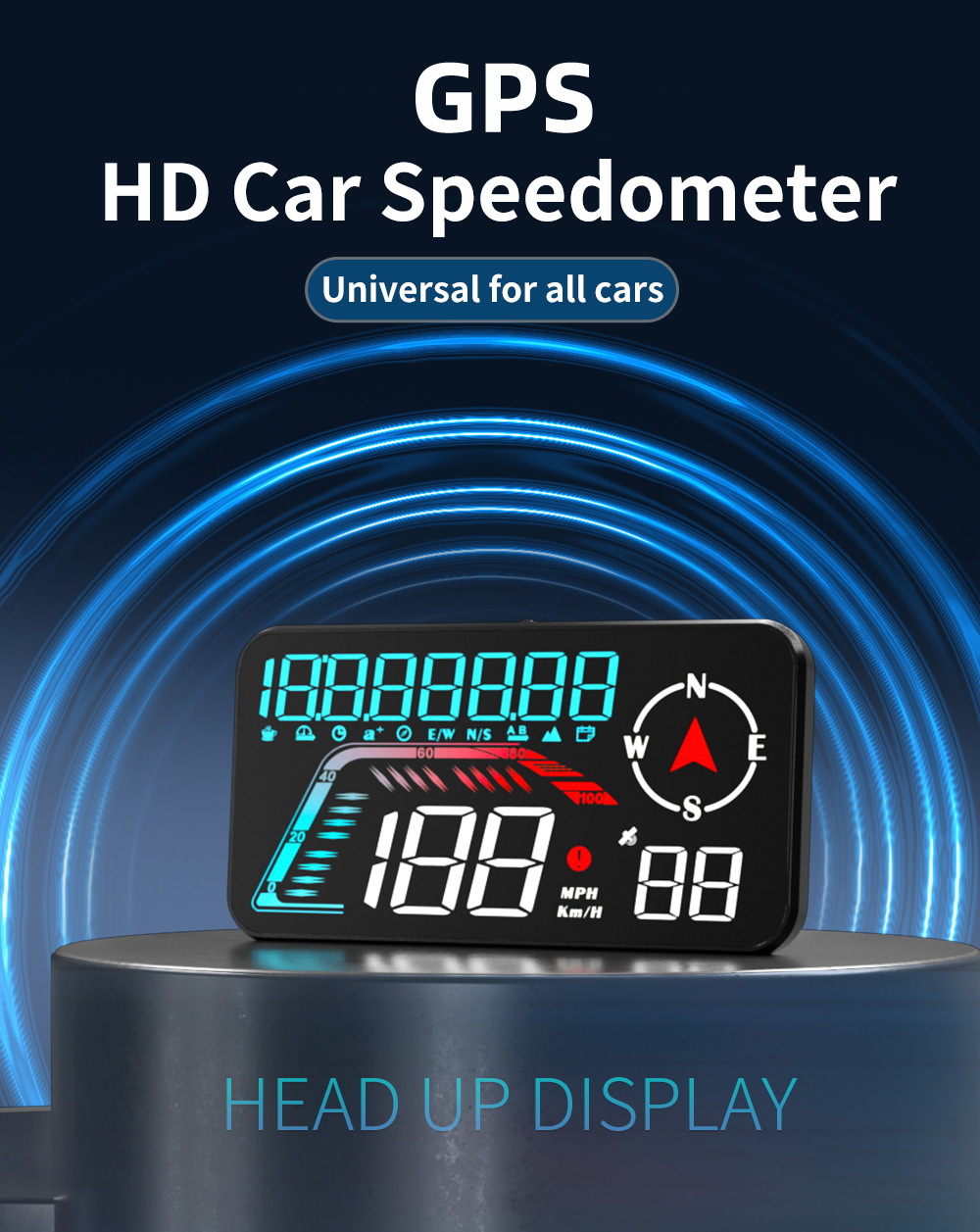Universal Car HUD Head-Up Display, Beidou GPS Car Driving Direction and Time Display, New Cross-Border Model