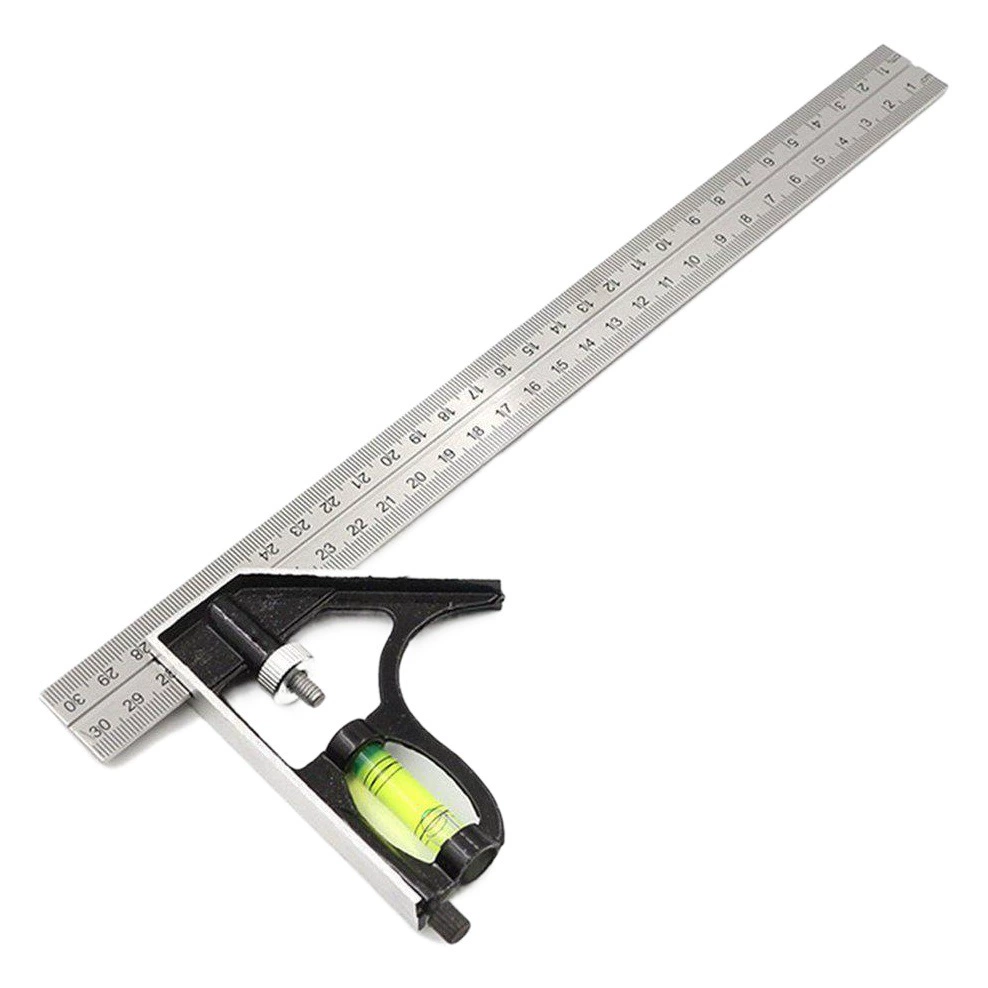 Горизонтальная подвижная угловая линейка из нержавеющей стали Мобильная комбинированная угловая линейка гражданский измерительный инструмент 300 мм Регулируемая линейка