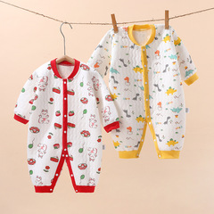 嬰兒連體衣春秋冬男女寶寶夾棉保暖哈衣新生兒連身純棉睡衣爬爬服