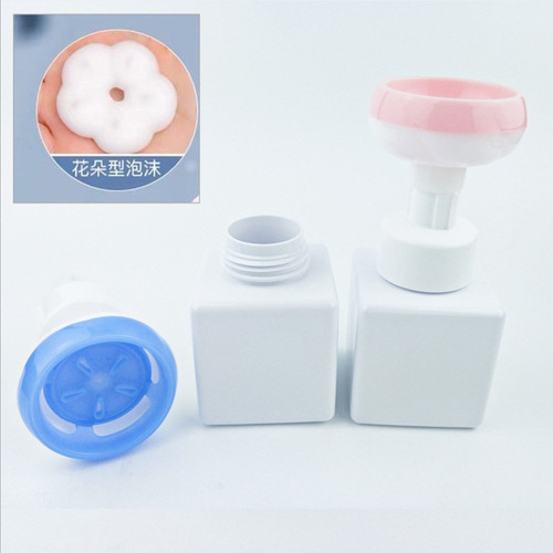 Square facial cleanser foaming bottle, children's flower hand soap bath foam bottle, shampoo mousse bottle wholesale
