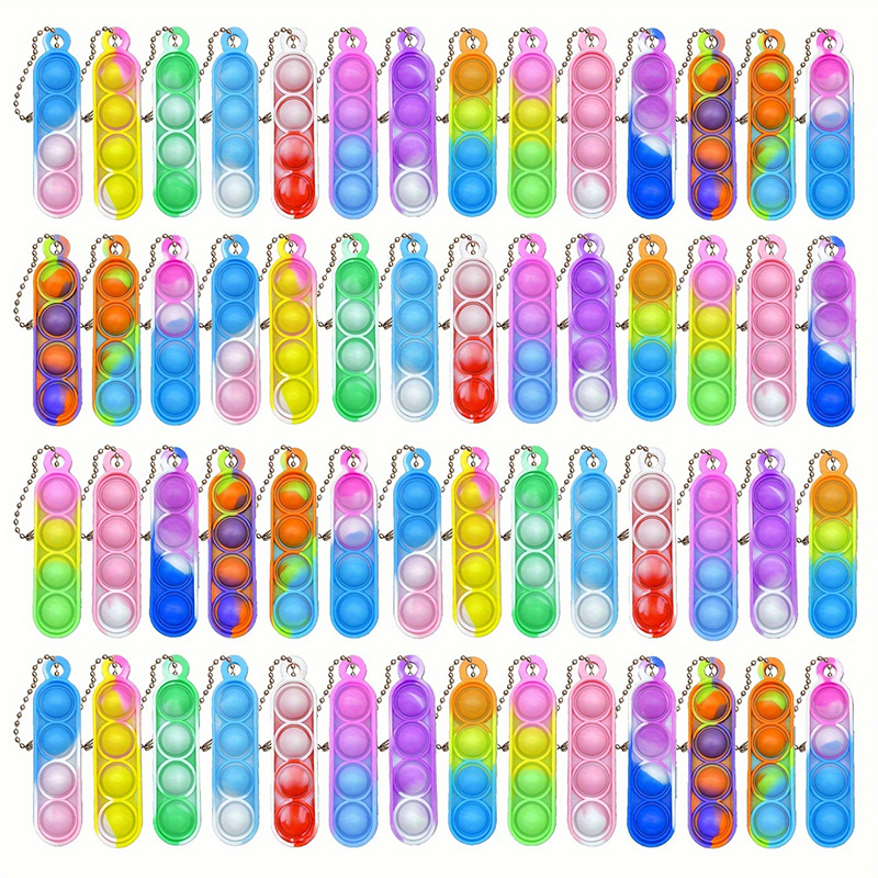 Nuevo mini pionero de rodadura llavero de silicona redondo largo colgante de burbuja Fidget juguetes de descompresión para niños