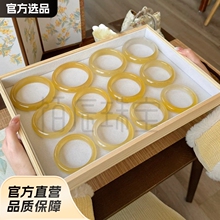 小红书同款云南黄翡翠老料天然黄龙玉扁条冰种手镯玉石圆条黄玉镯
