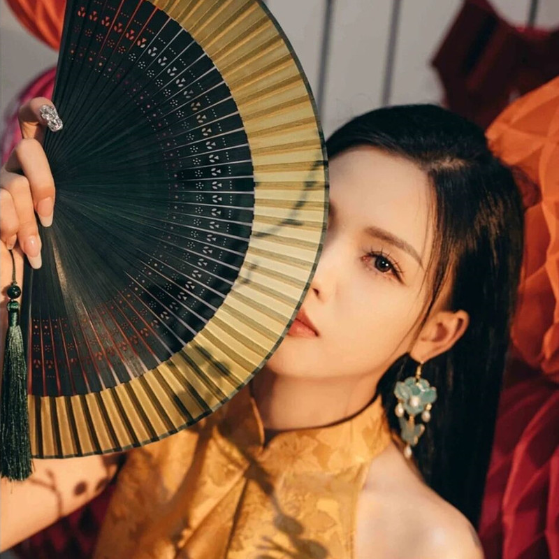新中式新娘拍照道具蝴蝶兰折扇手捧花结婚古风婚礼迎亲晨袍扇子|undefined