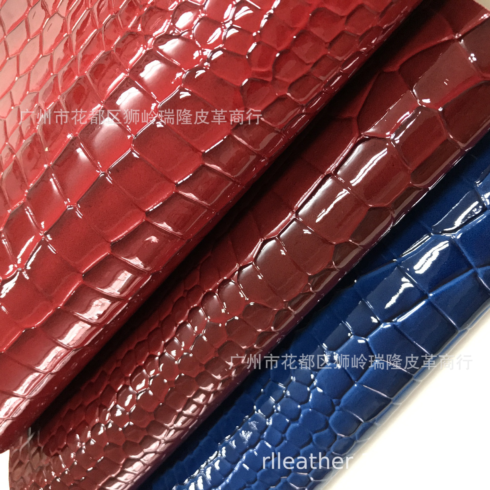 Highlight crystal Bright surface Crocodile print Stone pattern PU Leather Shoes Luggage and luggage Handbags Fabric Spot wholesale
