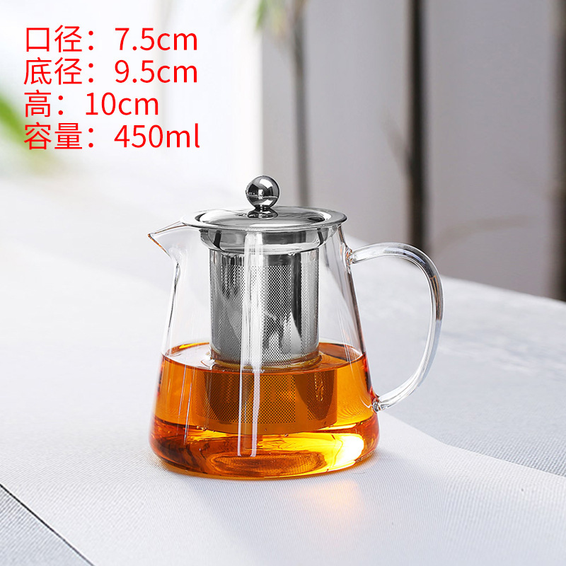 Tetera de vidrio juego de té de filtro de acero inoxidable tetera de vidrio de borosilicato recta olla de fugas de acero de gran capacidad olla Triángulo