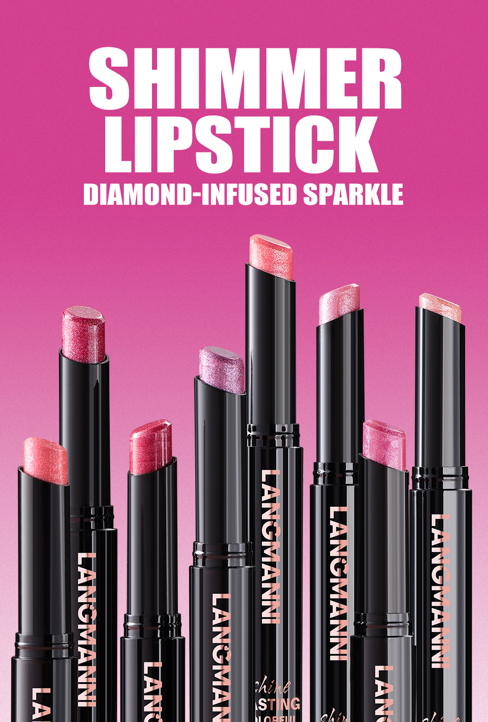 LANGMANNI ten-color bevel pearlescent rotating bevel design lipstick single pack details Picture