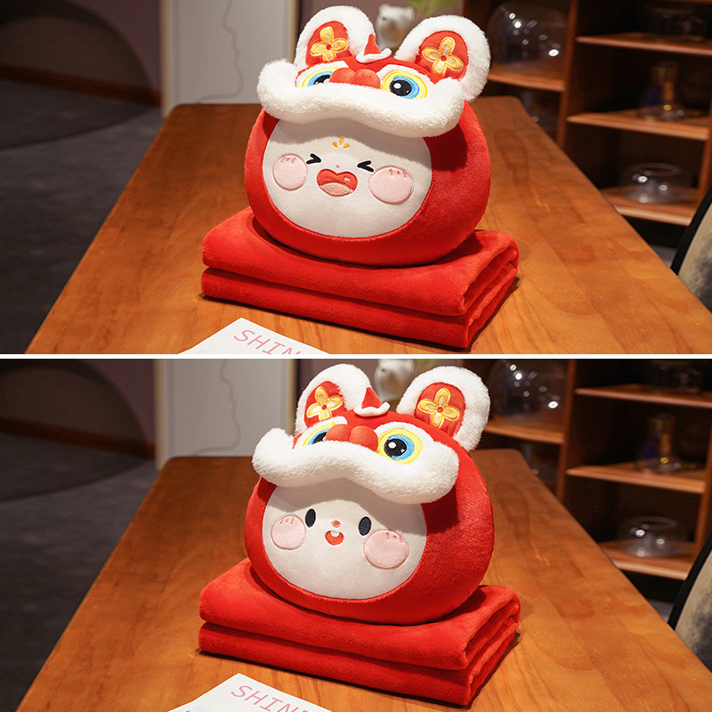 Xingshi conejo almohada edredón de doble uso Oficina almohada coche manta dos en uno engrosada manta de invierno