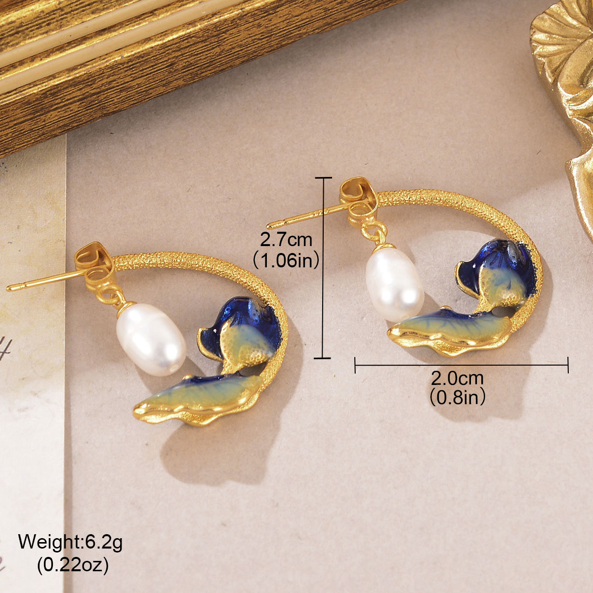 1 Par Retro Flor Enchapado Metal Pendientes De Gota Pendientes display picture 12