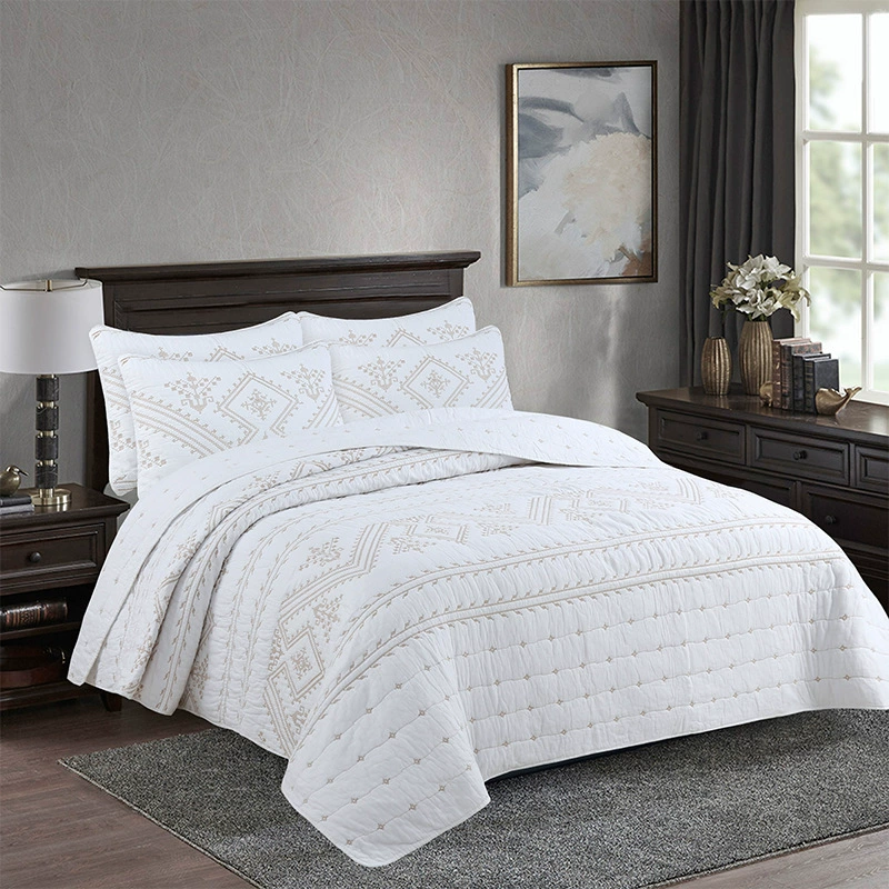 Хлопковое покрывало в европейском стиле, трехсекционный комплект для кровати, иностранная торговля, водоотталкивающая стирка, однотонная прострочка, двуспальная юбка, американский кондиционер