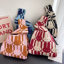 小众设计定制包兔子图案针织包女士手提包盒饭包遛娃包韩版包包