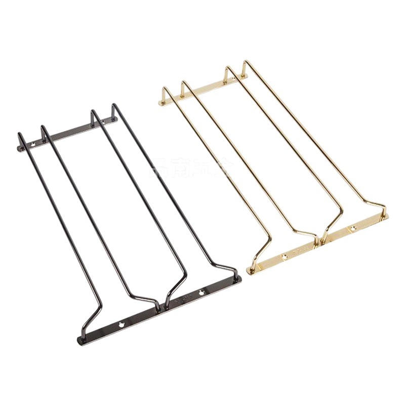 Estante de copa de vino dorado 304 al revés Galvanoplastia negro estante de copa de vino de acero inoxidable portavasos colgante