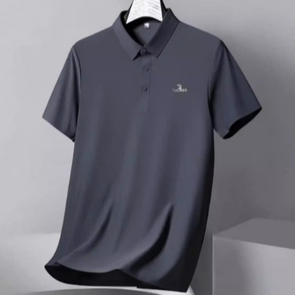 2024 seamless polo shirt short sleeve men's ice silk lapel T-shirt summer new top clothes
