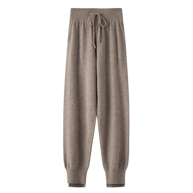 Women's Knitted High-Waisted Slim Harem Carrot Pants Casual Pure Wool Sweatpants Autumn and Winter New Cashmere Lantern Pants