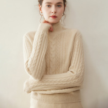 半高领七针双股加厚100纯山羊绒衫舒适软糯针织毛衣秋冬重工花衫