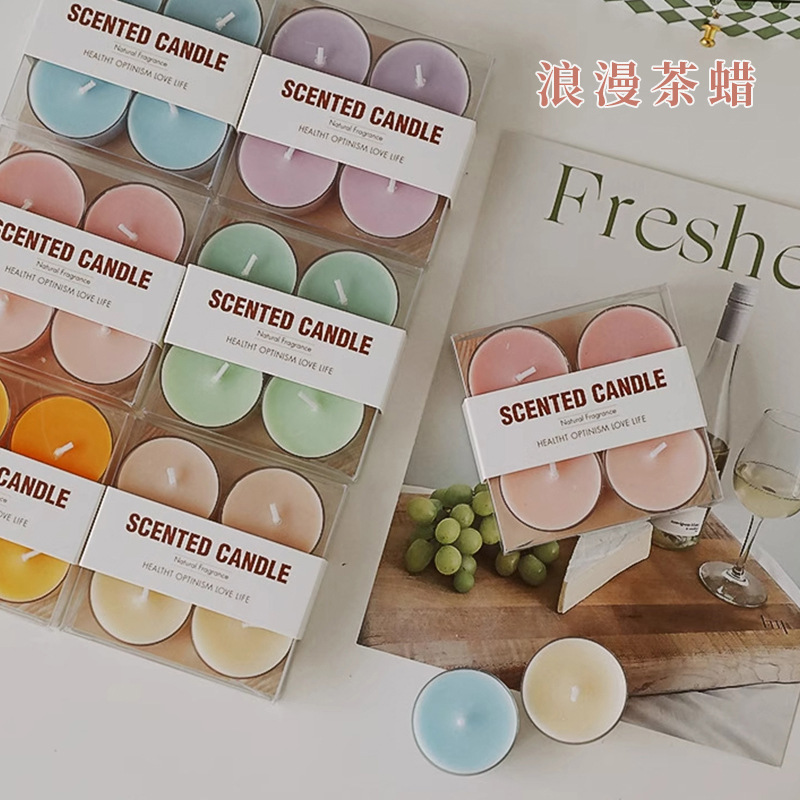 彩色茶蜡pvc盒装小蜡烛香薰氛围感香氛手工迷你ins4小时蜡烛批发|undefined