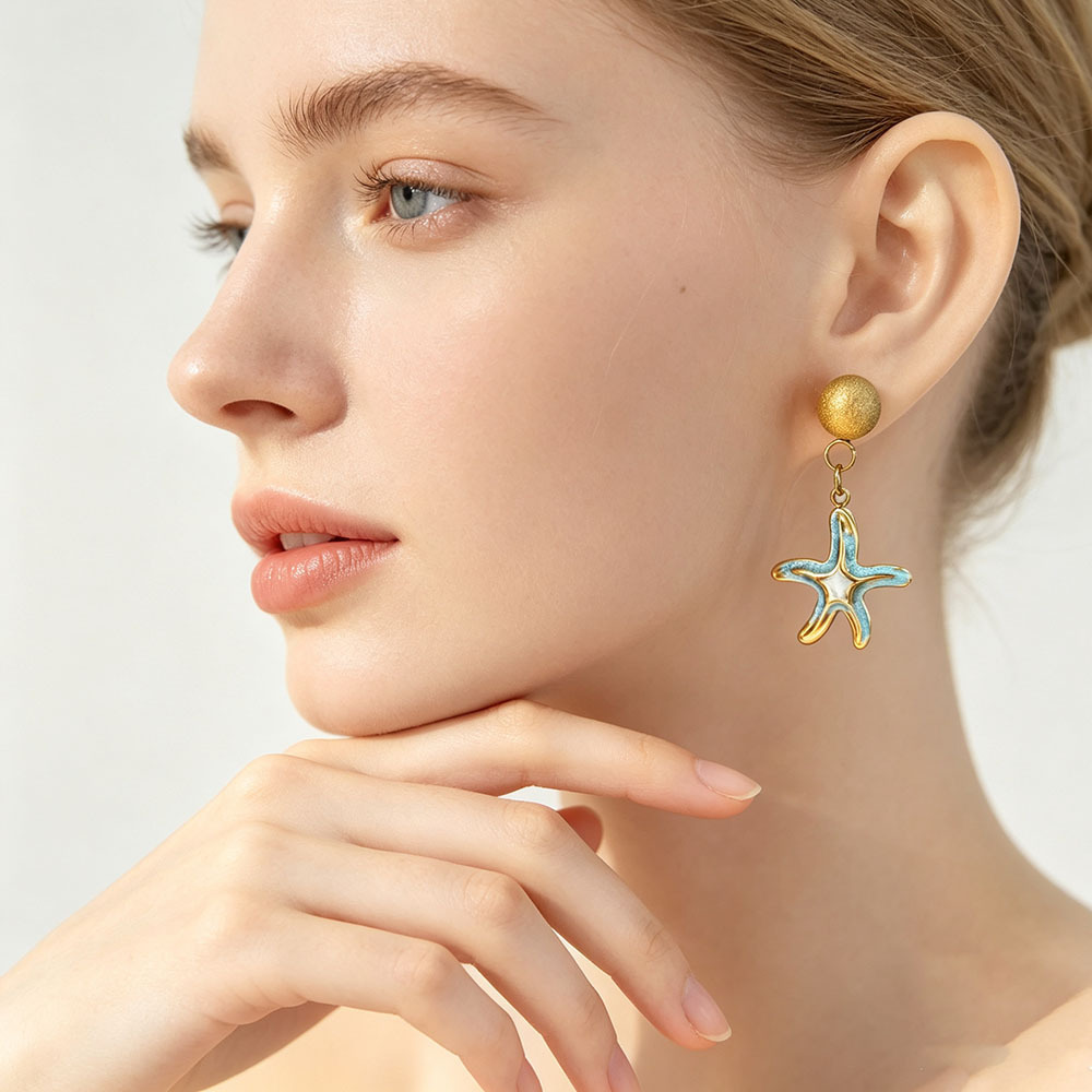 Diseño único retro nicho de alta sensación pendientes de acero inoxidable flores animales pendientes irregulares joyas de lujo ligero